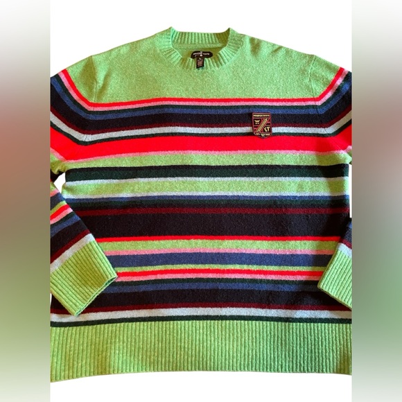 Houston White Adult Crewneck Pullover Sweater Green Stripe Large - Picture 3 of 11